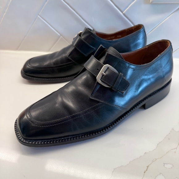 Brass Boot Men's Black Leather Monk Strap Dress Shoes Size 8.5 Handmade In Spain - Picture 3 of 8